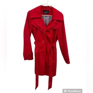 Red Women’s London Fog Trench Coat with Hood